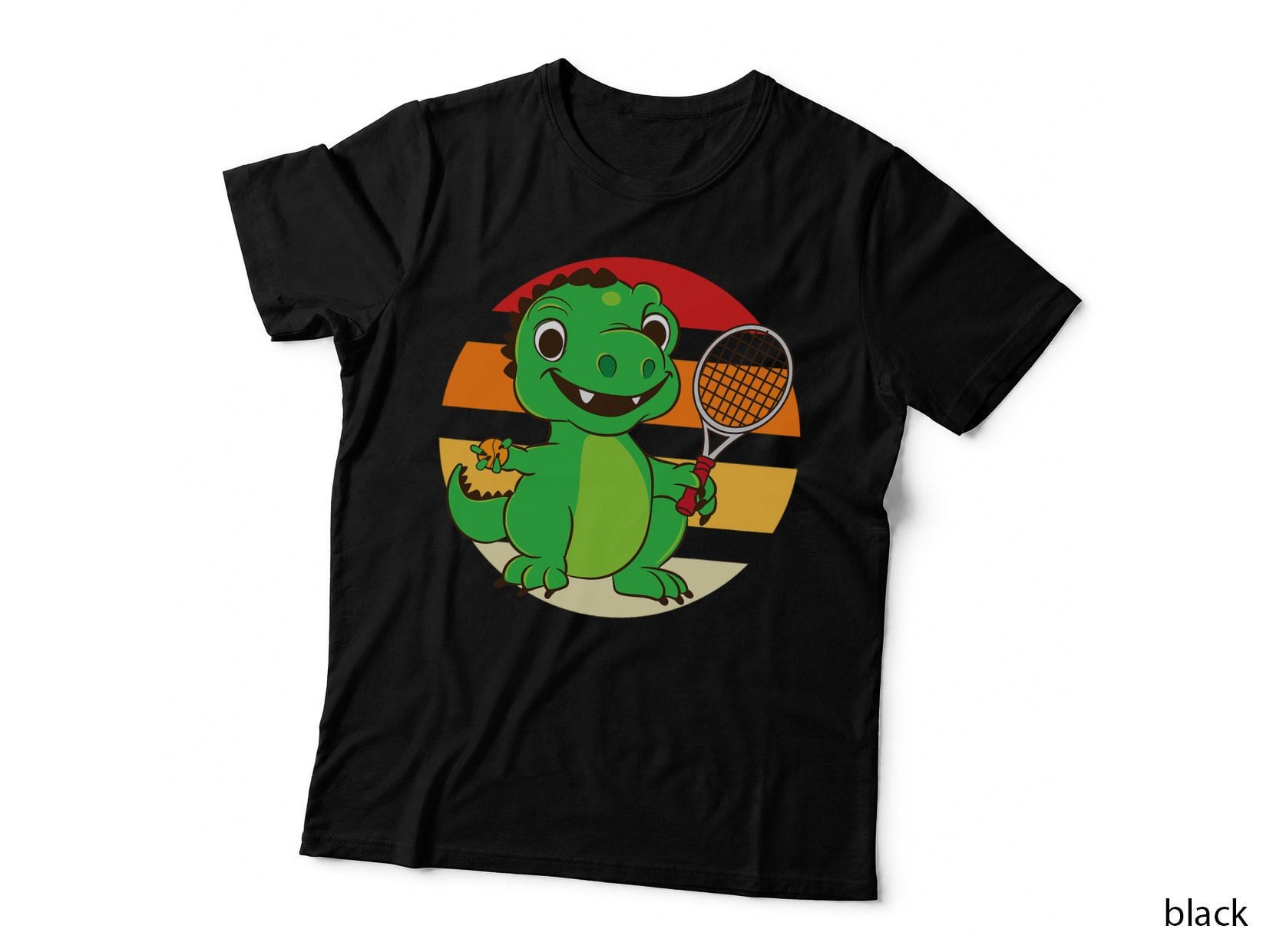 Dinosaur Tennis Player Sports Tennis Racket, Dino Athlete, Retro Sports T-Shirt