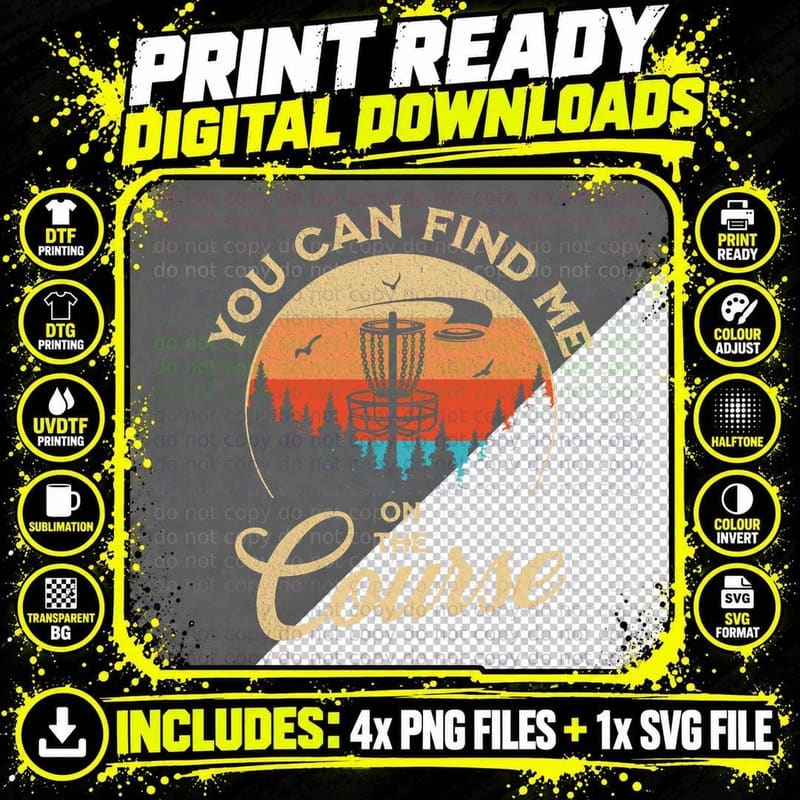 Disc Golf - I'm on the Course Funny Sarcastic Png SVG Digital Bundle