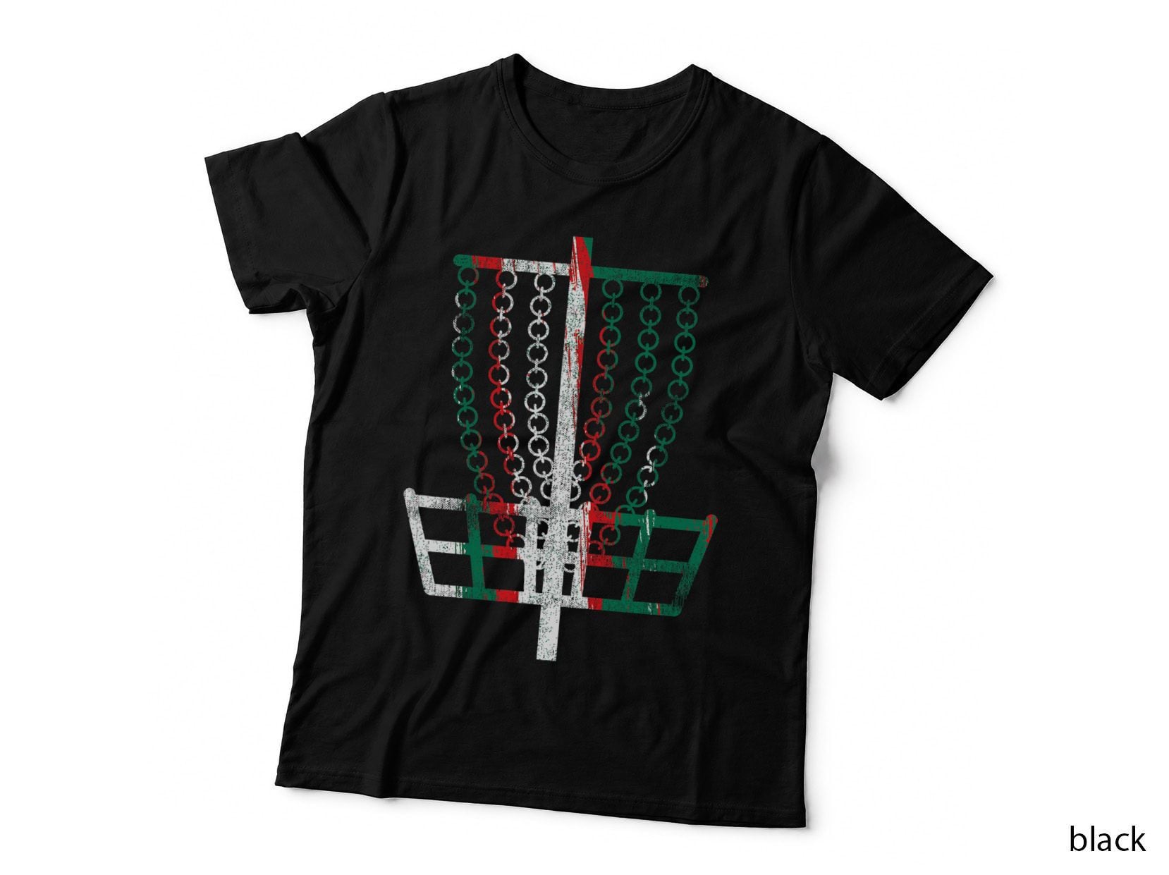 Disc Golf Basket Mexico Flag Colors Frisbee Golfer, Disc Golf Gear T-Shirt