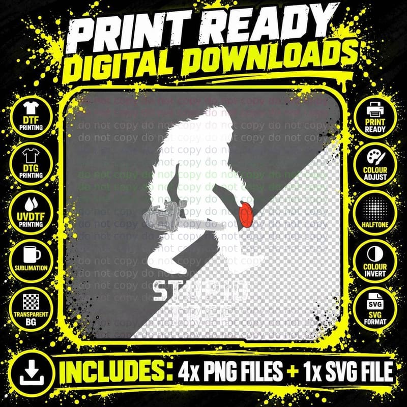 Disc Golf Bigfoot Chainsaw Tree Sasquatch Disc Golfer Png SVG Digital Bundle