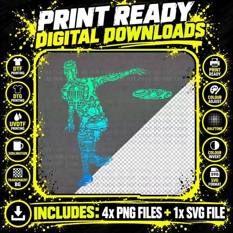 Disc Golf Frisbee Men Kids Boys, Outdoor Sports Png SVG Digital Bundle