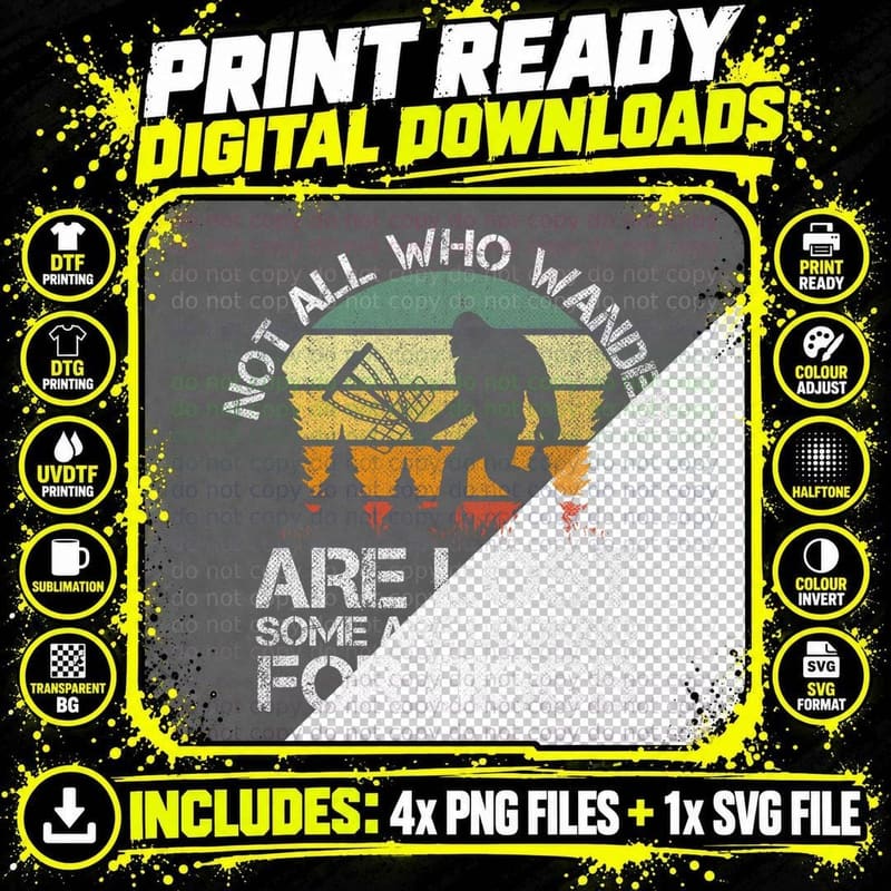 Disc Golf Funny Bigfoot Tee for Men Women Apparel Png SVG Digital Bundle