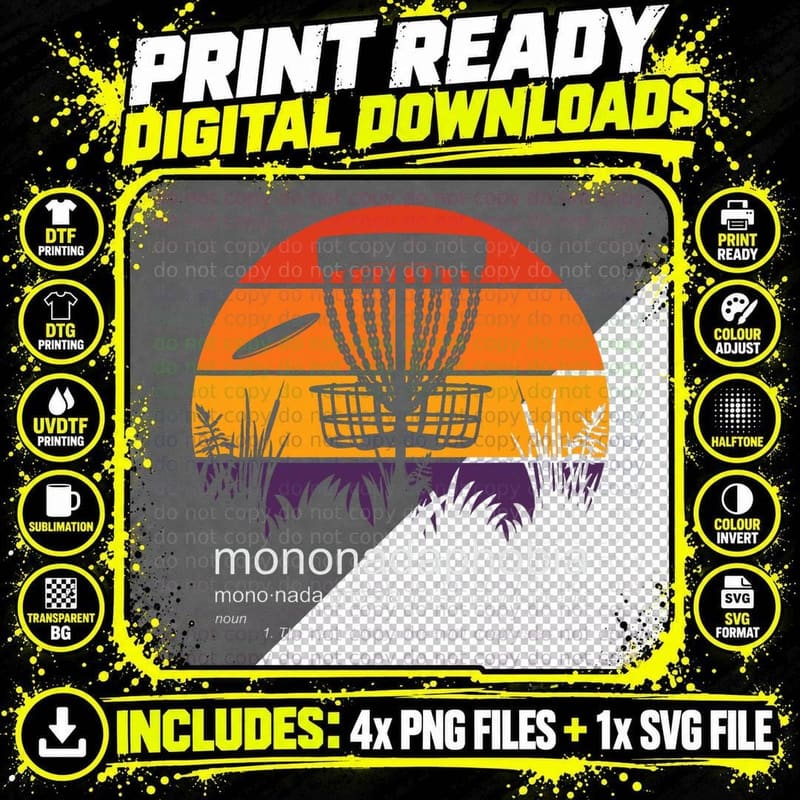 Disc Golf Mononadaphobia Funny Disk Golf, for Women, Men Png SVG Digital Bundle
