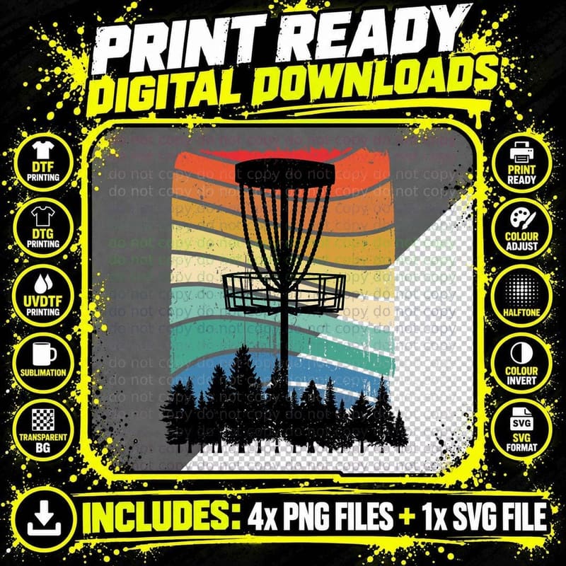 Disc Golf Player, Retro Disc Golf, Love Disc Golf Png SVG Digital Bundle