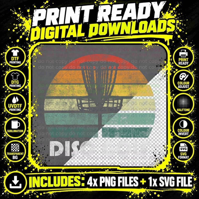 Disc Golf Retro Vintage Frisbee Golf, Men's Png SVG Digital Bundle