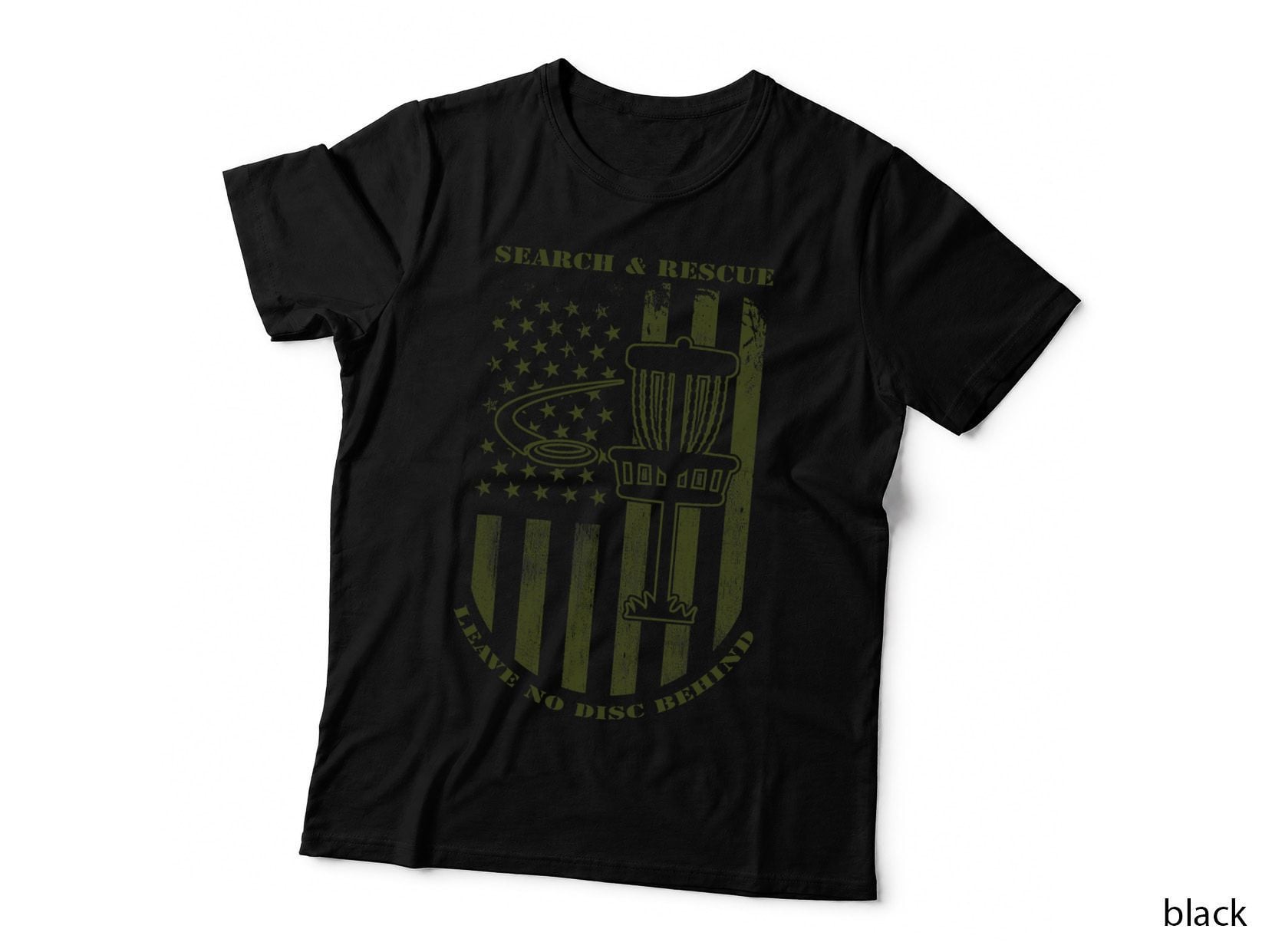 Disc Golf Search & Rescue Leave No Disc Behind Green T-Shirt