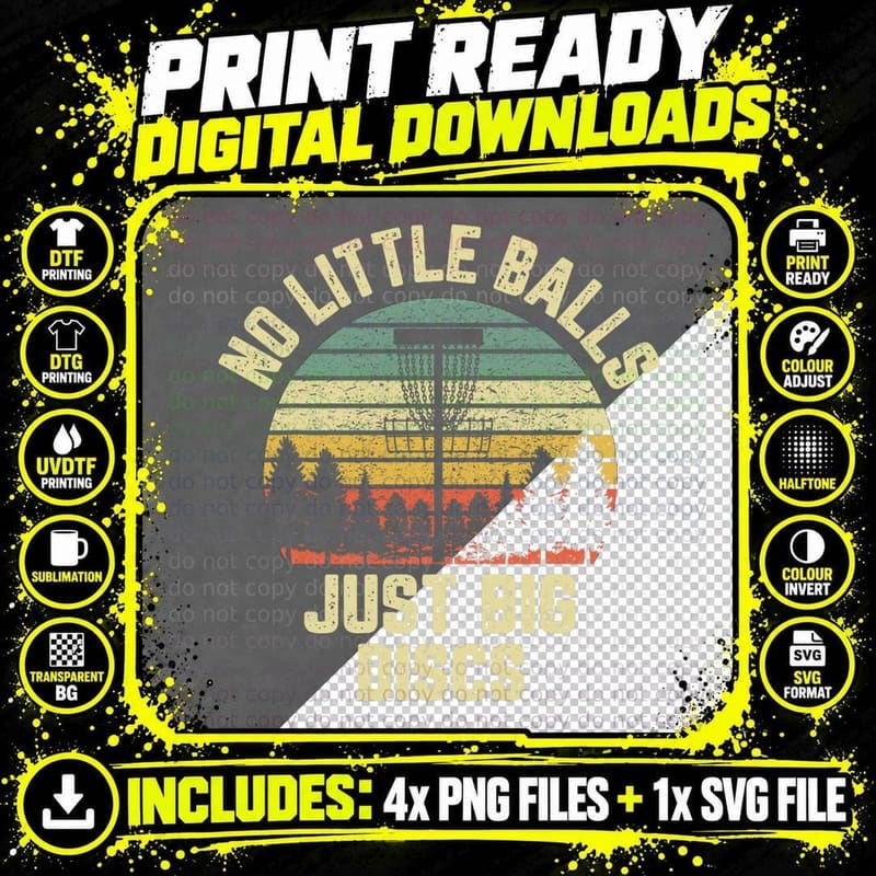 Disc Golf Shirt Funny Retro No Little Balls Disc Golf Png SVG Digital Bundle