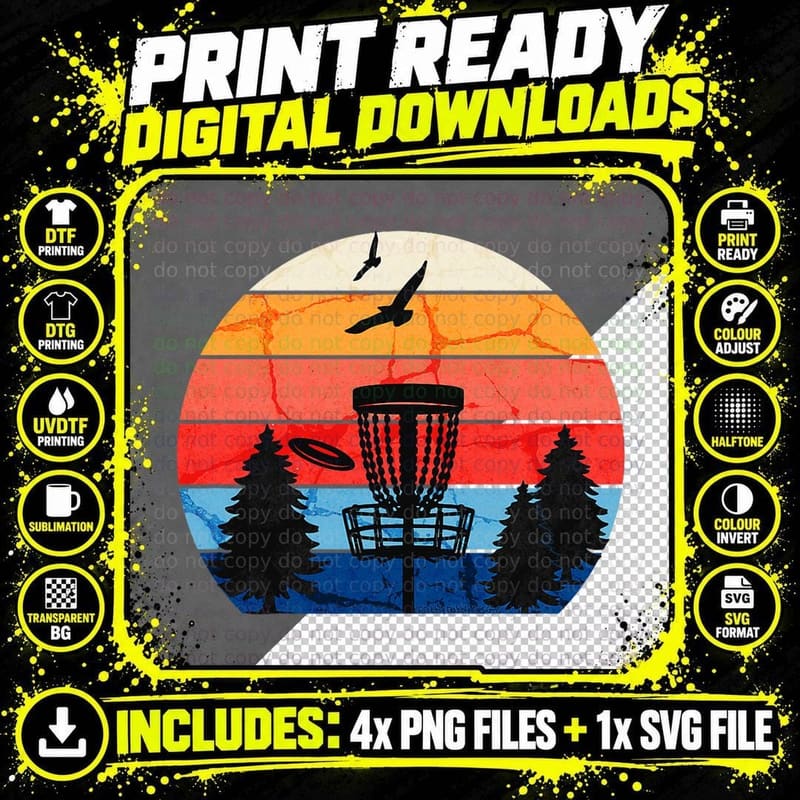 Disc Golf Sport Disc Golf Basket Men Women Disc Golf Png SVG Digital Bundle