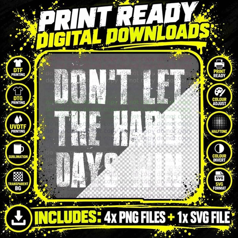 Don't Let the Hard Days Win Motivational Gym Fitness Png SVG Digital Bundle