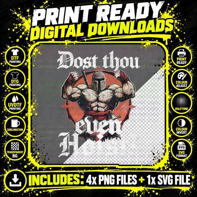 Dost Thou Even Hoist Funny Weightlifting Gym Workout Png SVG Digital Bundle