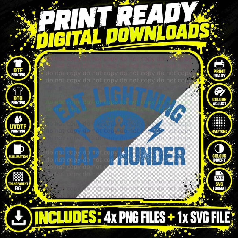 Eat Lightning & Crap Thunder Tshirt Funny Gym Saying Png SVG Digital Bundle