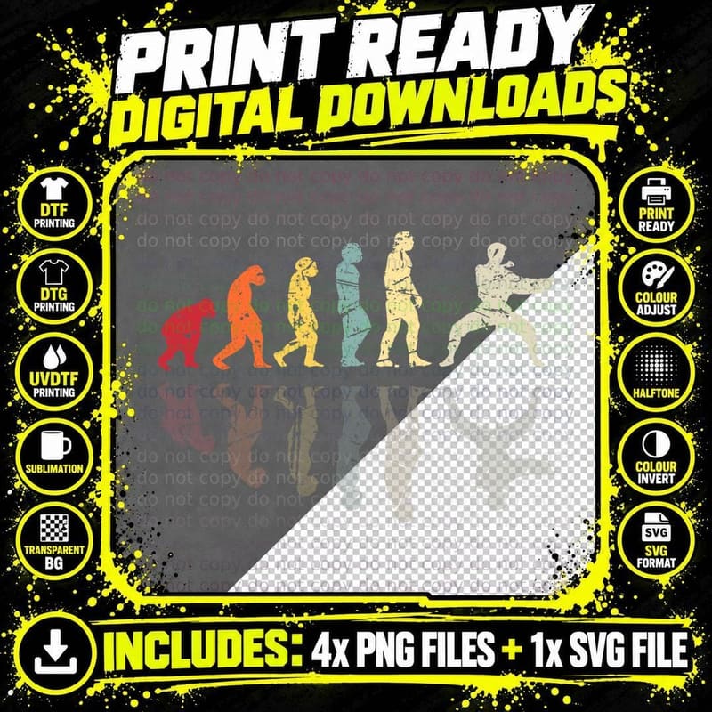 Evolution Used Wing Chun Kung Fu Martial Arts T-Shirt Png SVG Digital Bundle