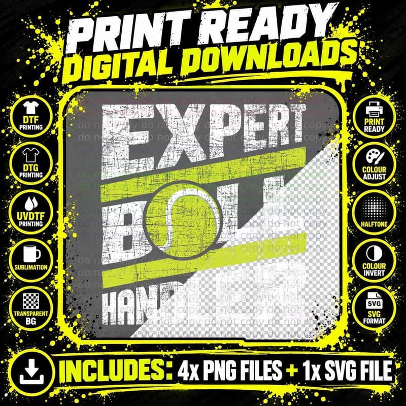 Expert Ball Handler - Sports Lover Tennis Player Png SVG Digital Bundle
