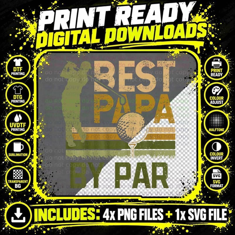 Father's Day Best Papa by Par Golf Papa Golf Grandpa Png SVG Digital Bundle