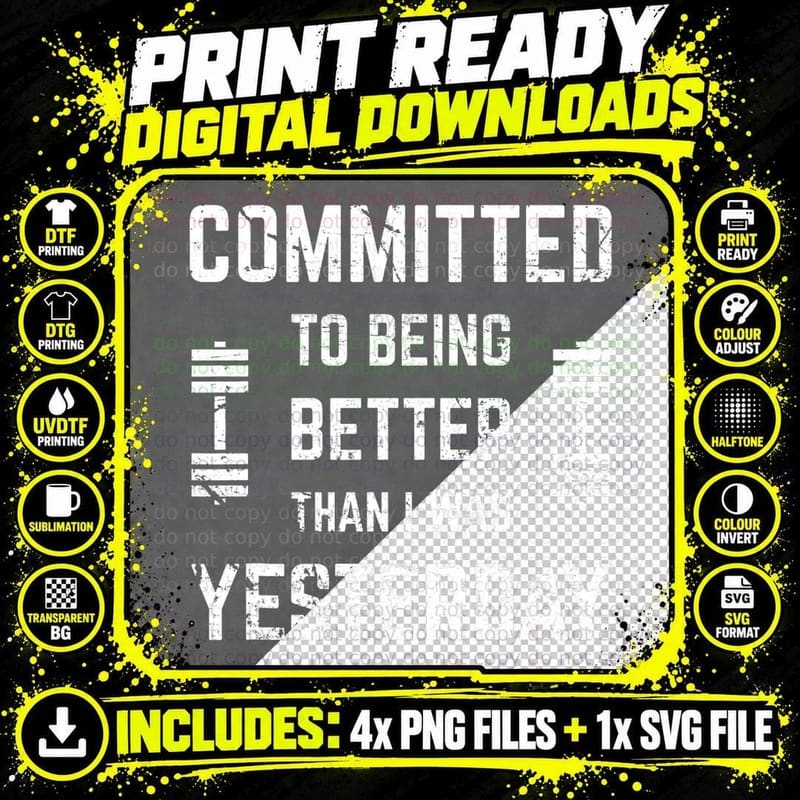 Fitness Motivation for Men & Women with Saying Gym Png SVG Digital Bundle