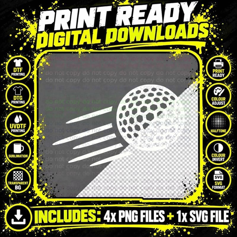 Flying Golf Ball, Golfing, Sports, Men's Active, Casual Png SVG Digital Bundle