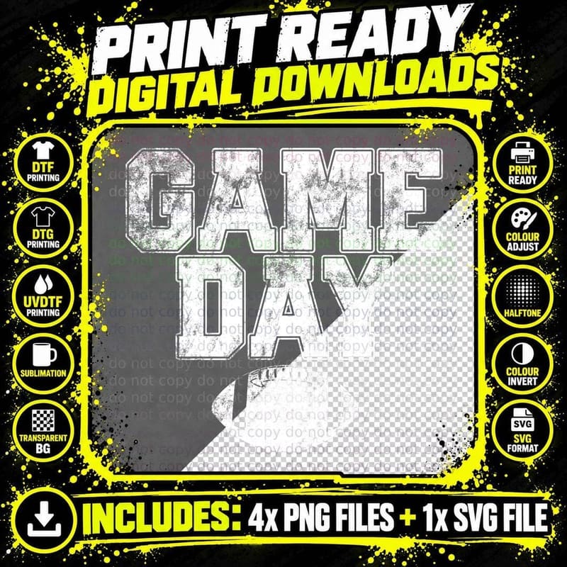 Football Day Game Vintage Distressed Graphic Mens Dad Png SVG Digital Bundle
