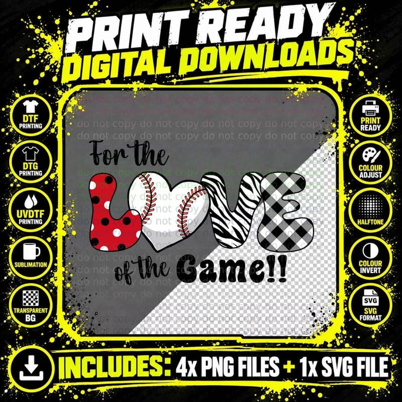 For the Love of the Game!! Sport Mom T-Shirt Png SVG Digital Bundle