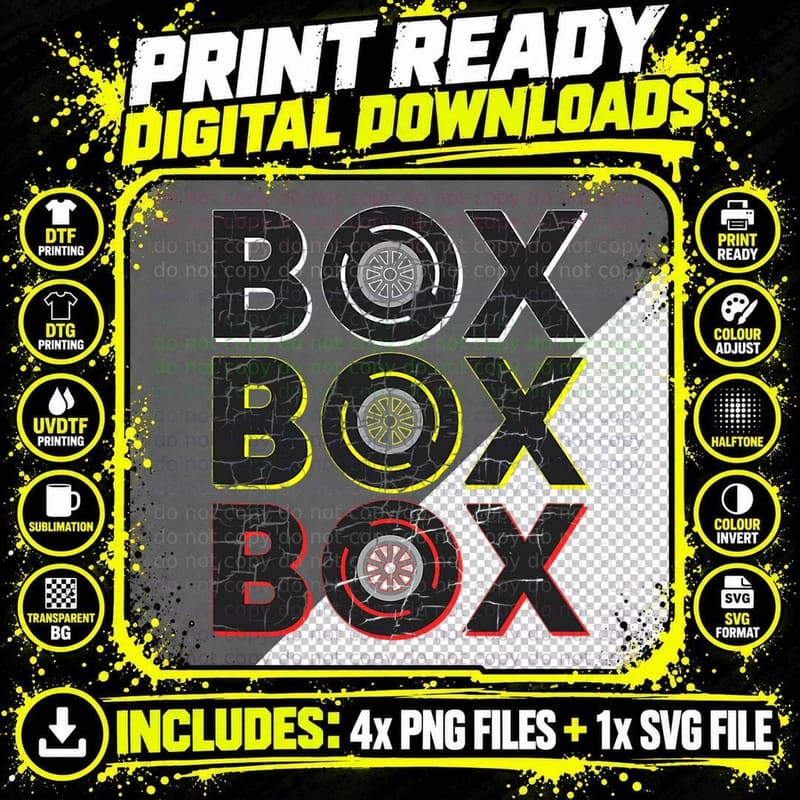 Formula Racing Car Box Radio Call to Pit Box Vintage Png SVG Digital Bundle