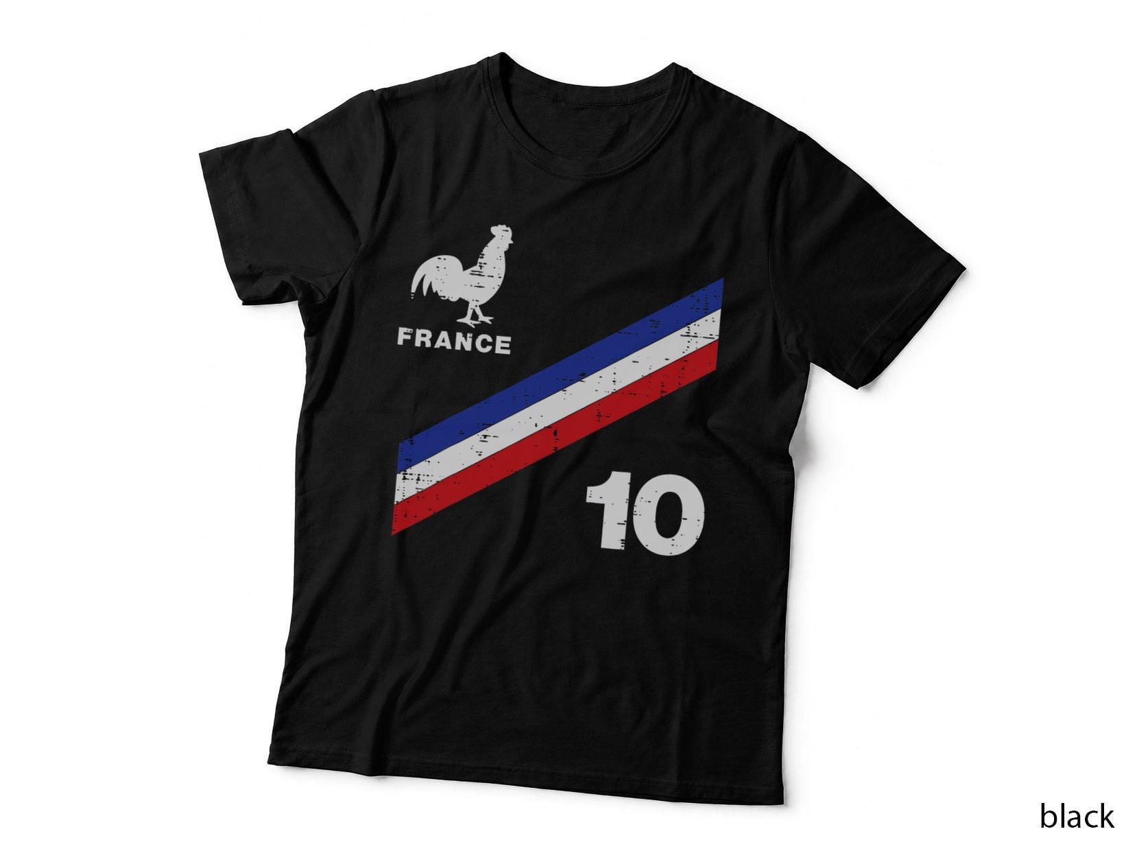France Flag Rooster Number 10 Soccer Fan Men Women Kids Boys T-Shirt