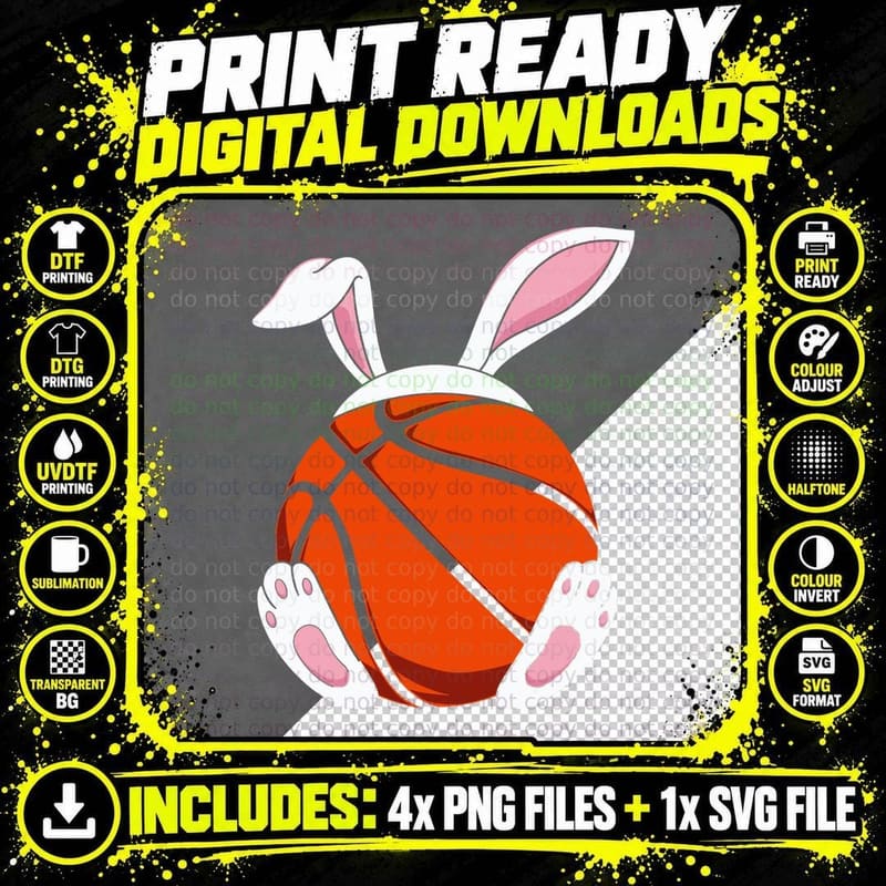 Funny Basketball for Boys Teen Men Basketball Rabbit Png SVG Digital Bundle