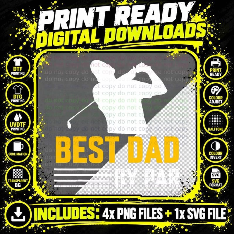 Funny Best Dad by Par Full Golf Father's Day, Dad Gift Png SVG Digital Bundle