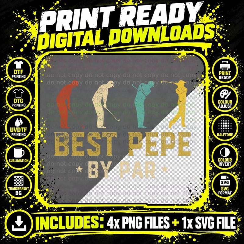Funny Best Pepe by Par Father's Day Gifts Golf, Dad Png SVG Digital Bundle