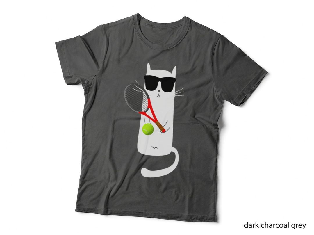 Funny Cat Wearing Sunglasses Playing Tennis, Cats in Sports T-Shirt