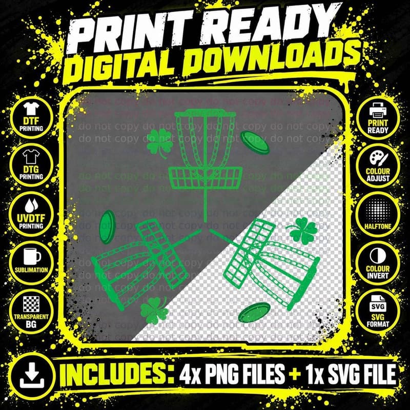 Funny Disc Golf Clover Costume St. Patricks Day Gift Png SVG Digital Bundle