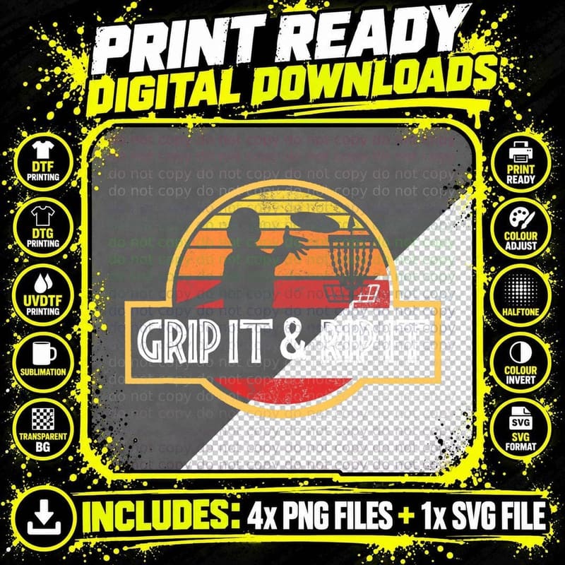 Funny Disc Golf Frolf Grip It and Rip It Frisbee Sport Png SVG Digital Bundle