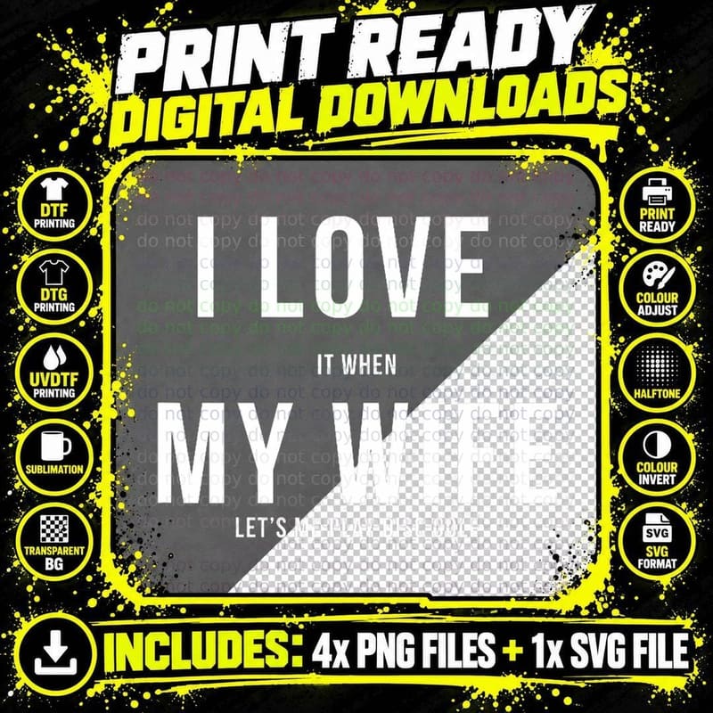 Funny Disc Golf I Love My Wife, Disc Golfer Gift Png SVG Digital Bundle