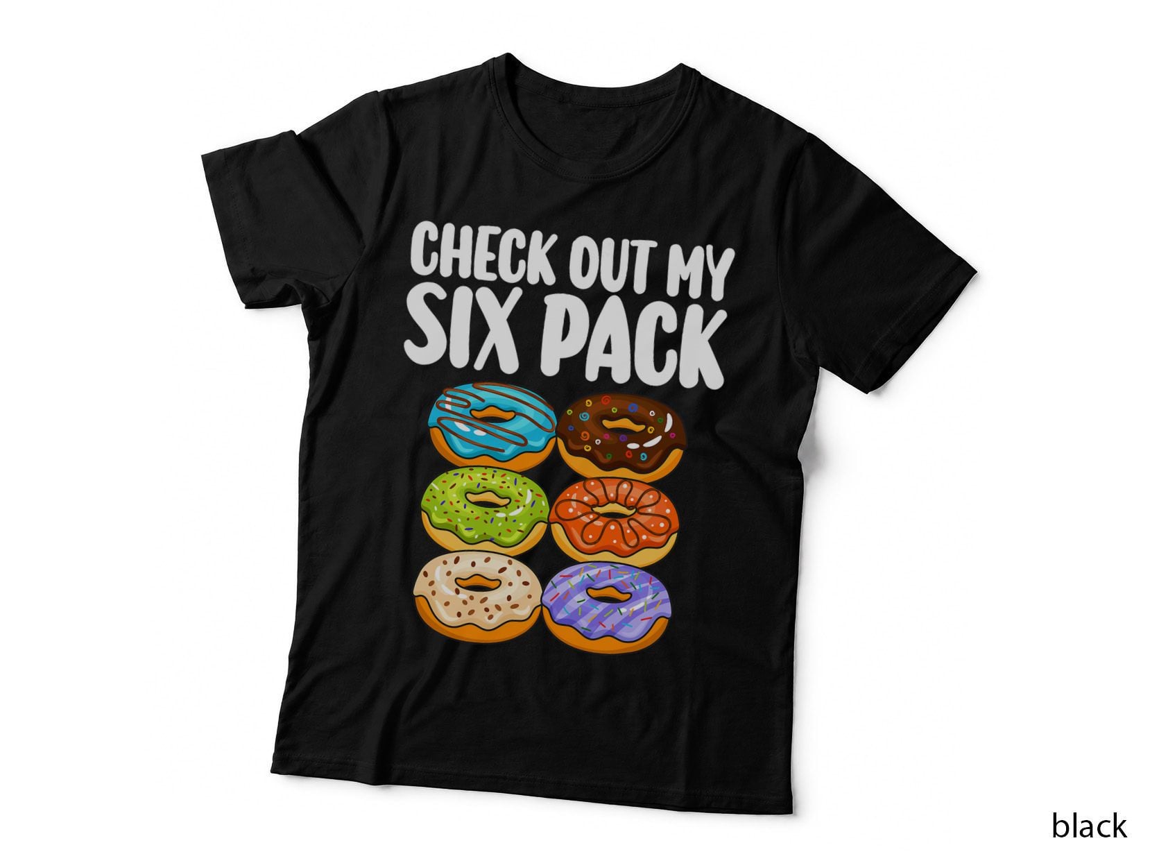 Funny Donut Art for Men Women Doughnut Lover Gym Six Pack T-Shirt