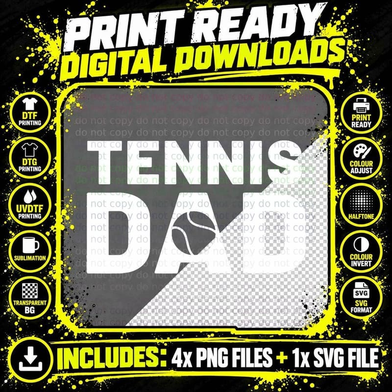 Funny Fathers Day Tennis Dad Tennis Lover Proud Dad Png SVG Digital Bundle