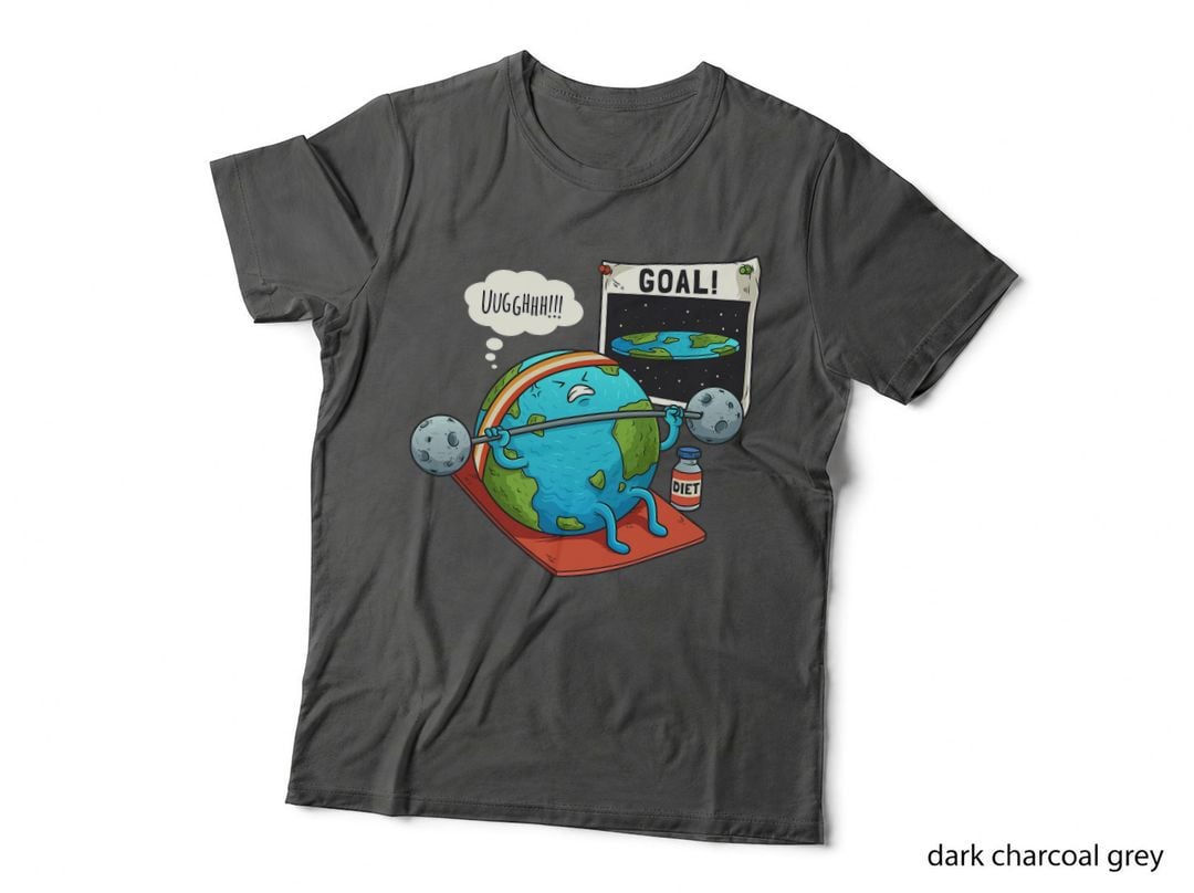 Funny Flat Earth Fitness Goal Gym Workout Training Meme T-Shirt