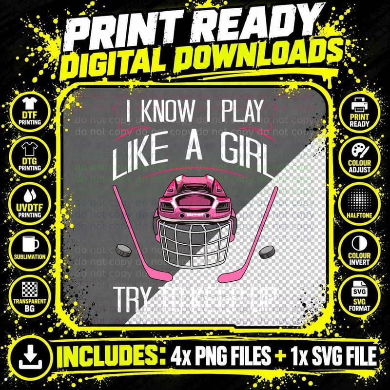Funny Girls Hockey Designs for Women Field Hockey Png SVG Digital Bundle