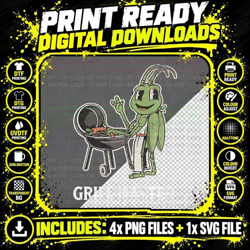 Funny Grilling Grill Master Cricket BBQ Summer Insect Png SVG Digital Bundle