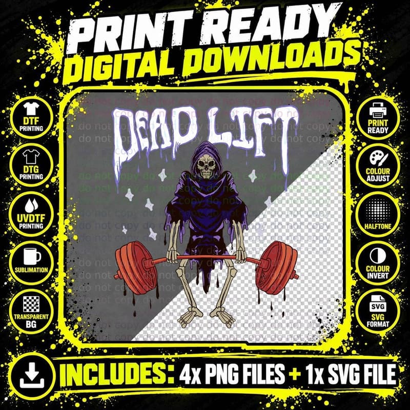 Funny Gym - Grim Reaper Deadlift Workout - Occult Png SVG Digital Bundle