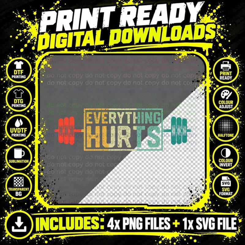 Funny Gym Workout Athlete Personal Trainer Everything Png SVG Digital Bundle