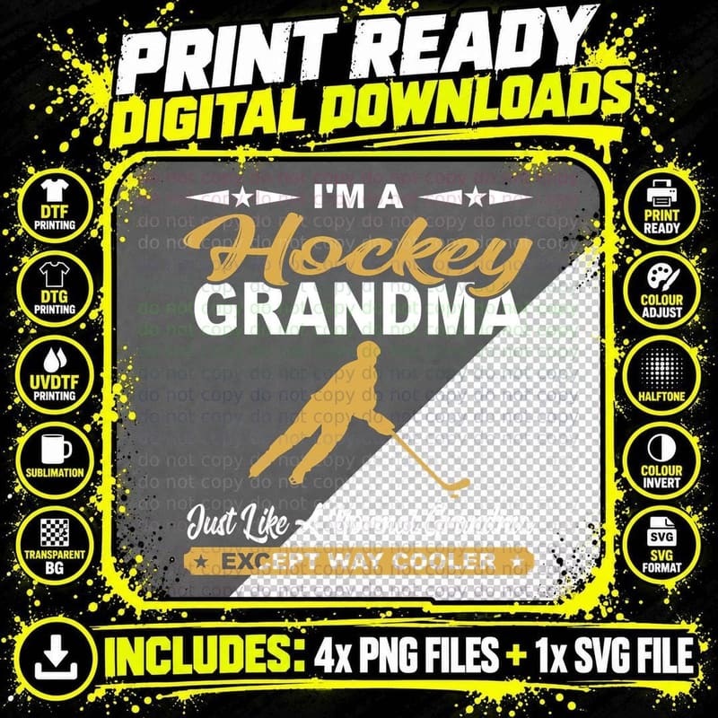 Funny Hockey Grandma Hockey Players Gift, Hockey Mom Png SVG Digital Bundle