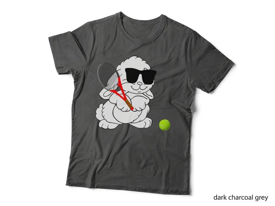 Funny Rabbit Wearing Sunglasses Playing Tennis, Cute Animal, Humorous T-Shirt