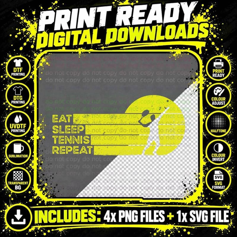 Funny Tennisplayer & Tennis Humor, Sports Fan Gift Png SVG Digital Bundle