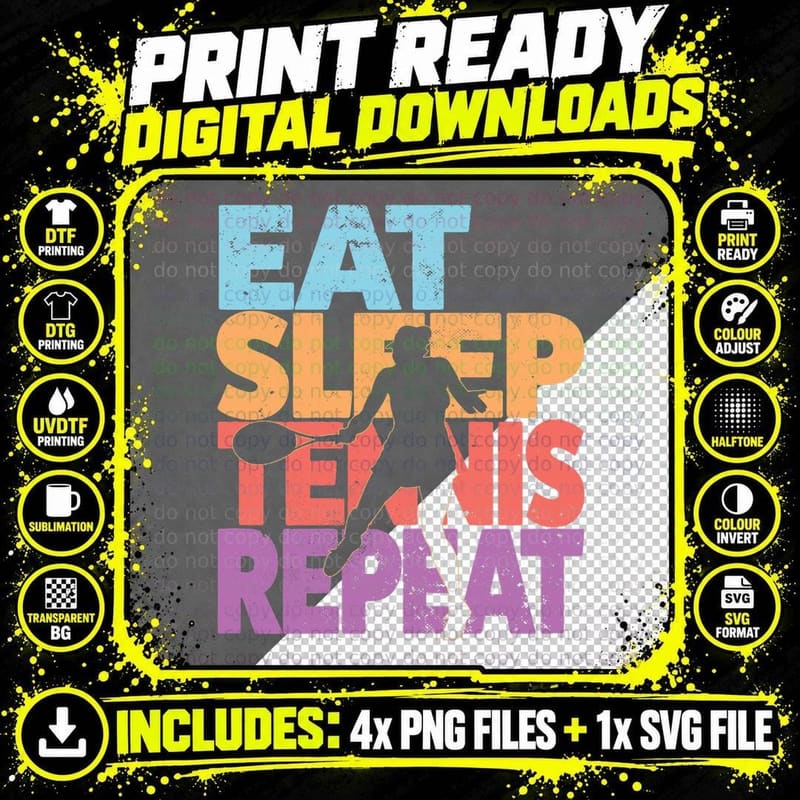 Funny Tennisplayer & Tennis T-Shirt Png SVG Digital Bundle