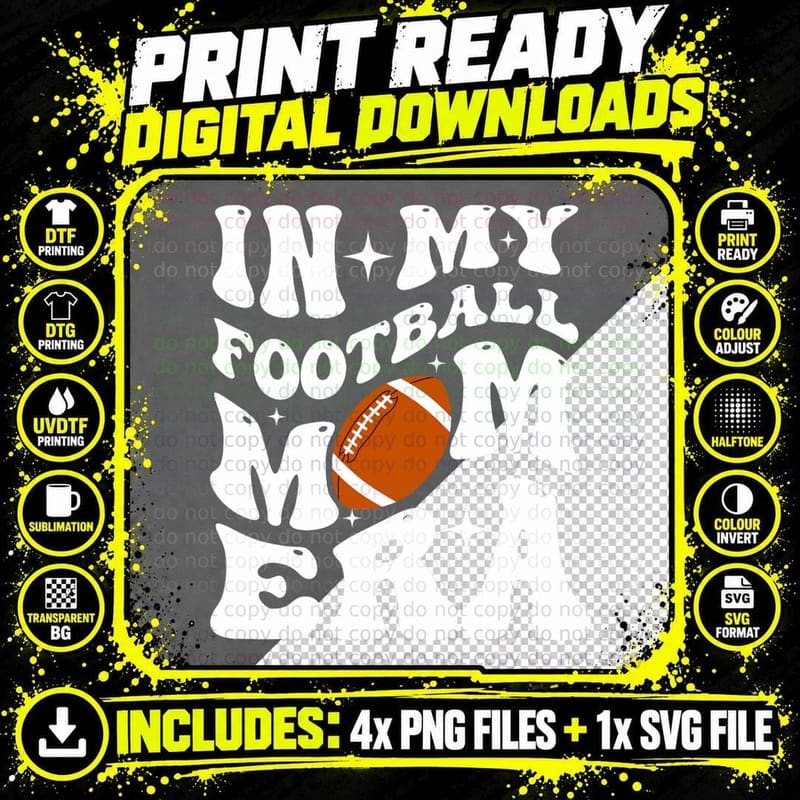 Funny in My Football Mom Era, Football Mom Gift Png SVG Digital Bundle