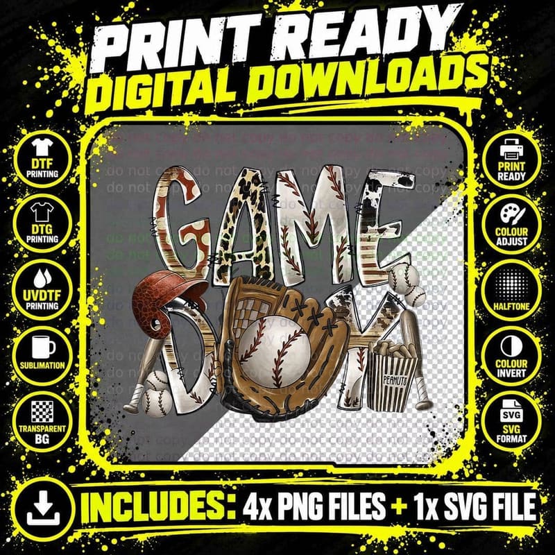 Game Day Baseball Life Softball Life Mom Mors Day Png SVG Digital Bundle