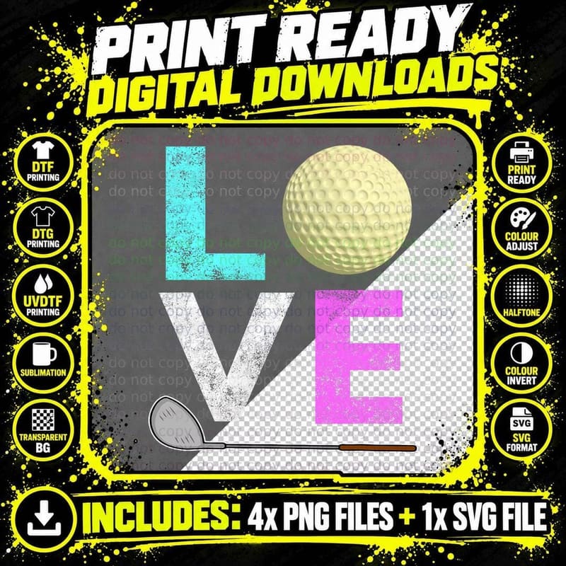 Girls & Women Love Golf Best Fun Lovers Gift Png SVG Digital Bundle