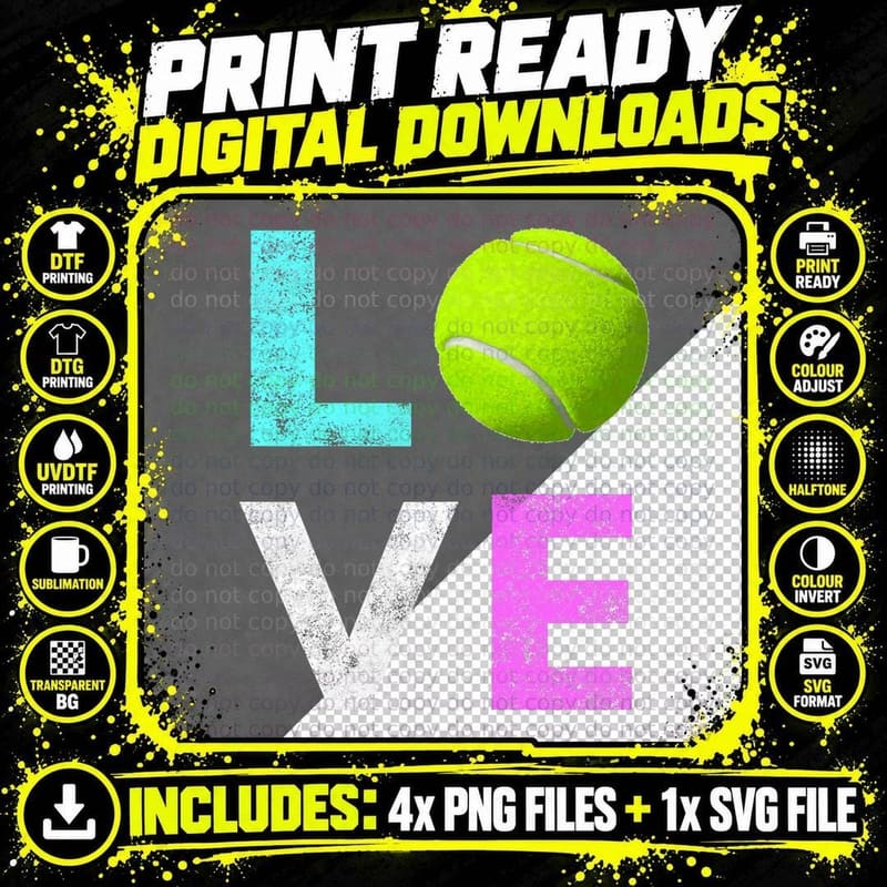 Girls Love Tennis Best Fun Birthday Gift, Tennis Lover Png SVG Digital Bundle