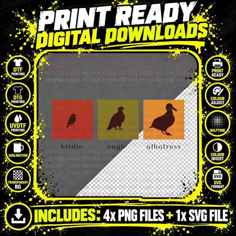 Golf Birdie Eagle Albatross (Black Text Png SVG Digital Bundle