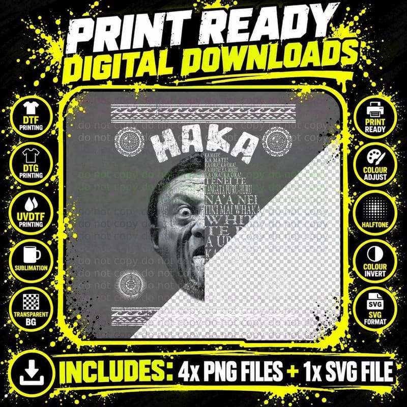 Haka Fans Maori Warrior New Zealand Rugby T-Shirt Png SVG Digital Bundle