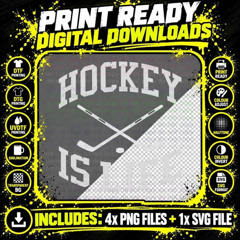 Hockey Is Life Hockey T-Shirt, for Fans Png SVG Digital Bundle