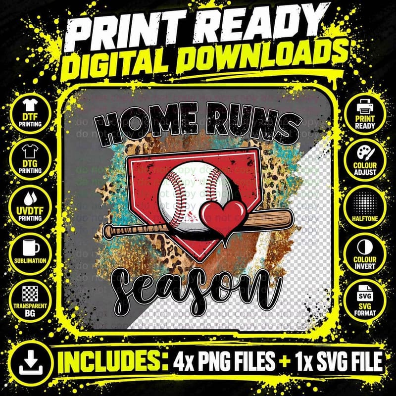 Home Runs Season Sport Mom T-Shirt Png SVG Digital Bundle